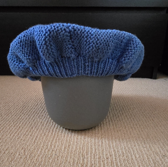 Vintage Granny Knit Blue Beret Hat - Picture 3 of 3